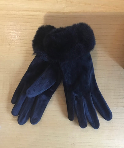 Gloves, faux fur trimmed